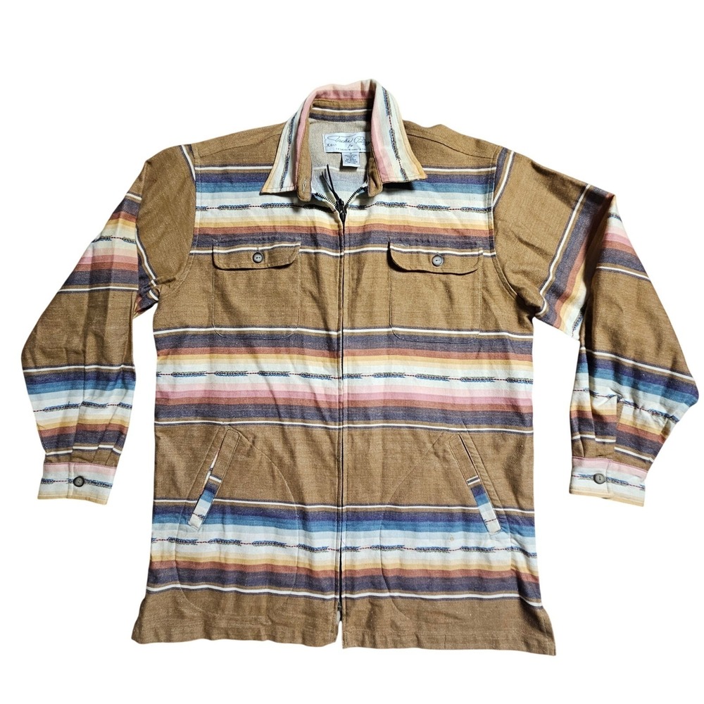 Tasha Polizzi TP Saddleblanket Southwestern Serape Stripe Cotton Zip Jacket M